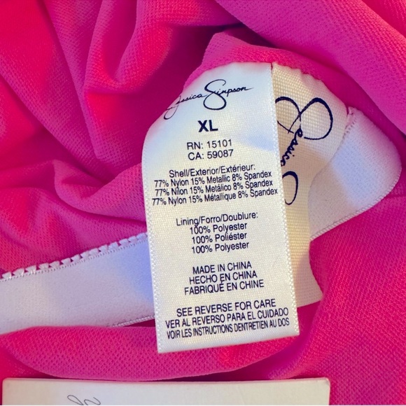 NWT Jessica Simpson Pop Pink Glitter Bomb One Piece Scoop Back Swimsuit. Size XL - Picture 9 of 9